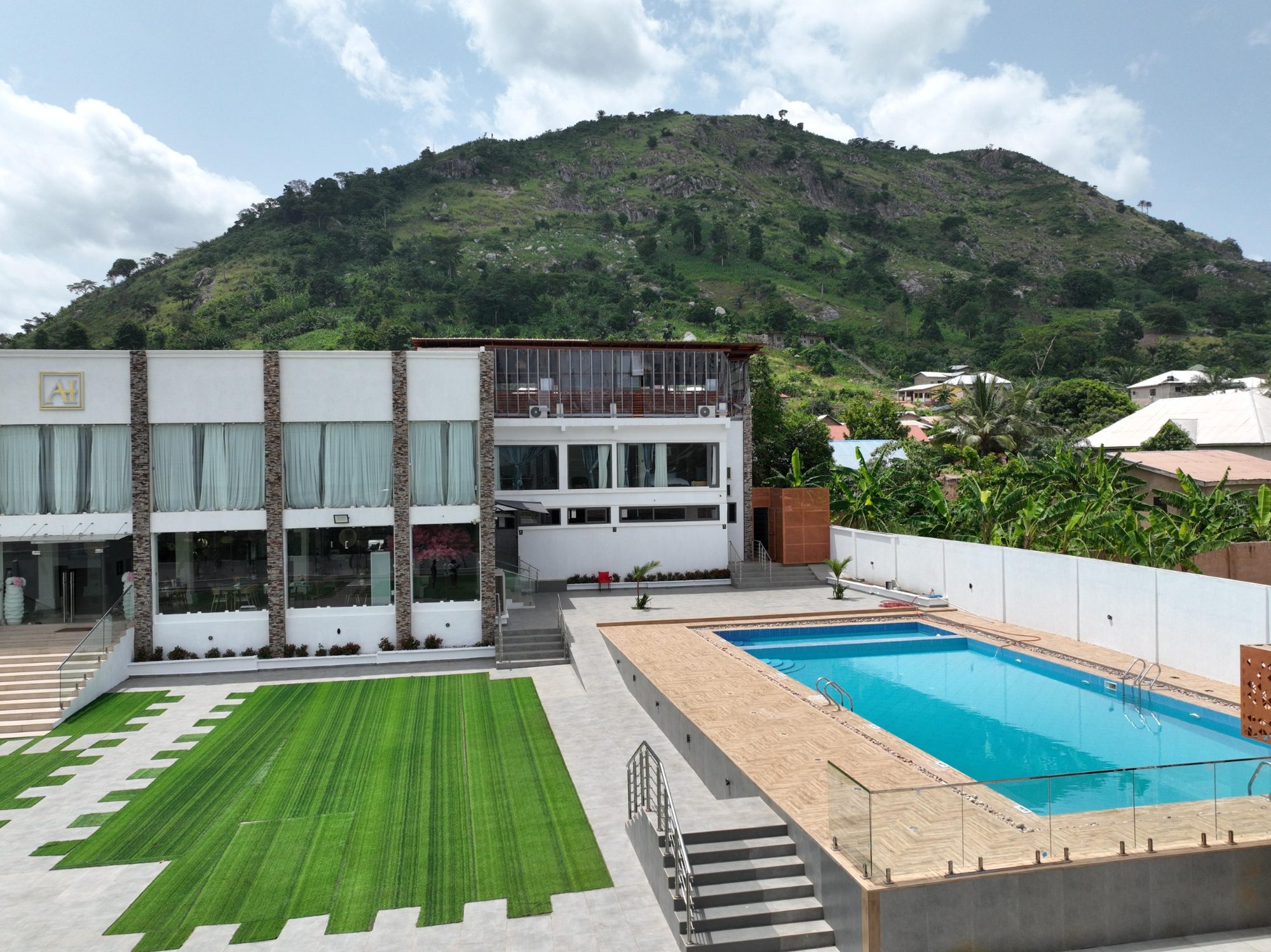 Pool with mountain view